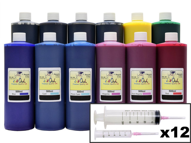 12x500ml Ink Refill Kit for CANON PFI-101, PFI-103, PFI-301, PFI
